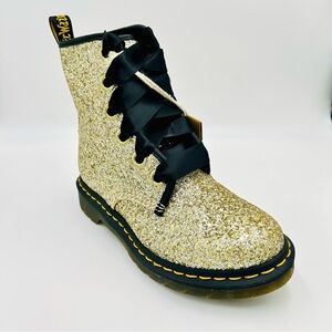 Dr Marten boots 1460 Farrah Gold Glitter Combat Ankle boots New Women Size 6